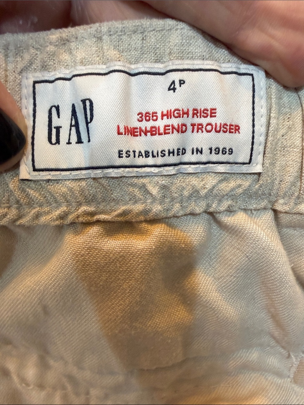 GAP Linen-Blend High Rise Trousers — Light Beige.